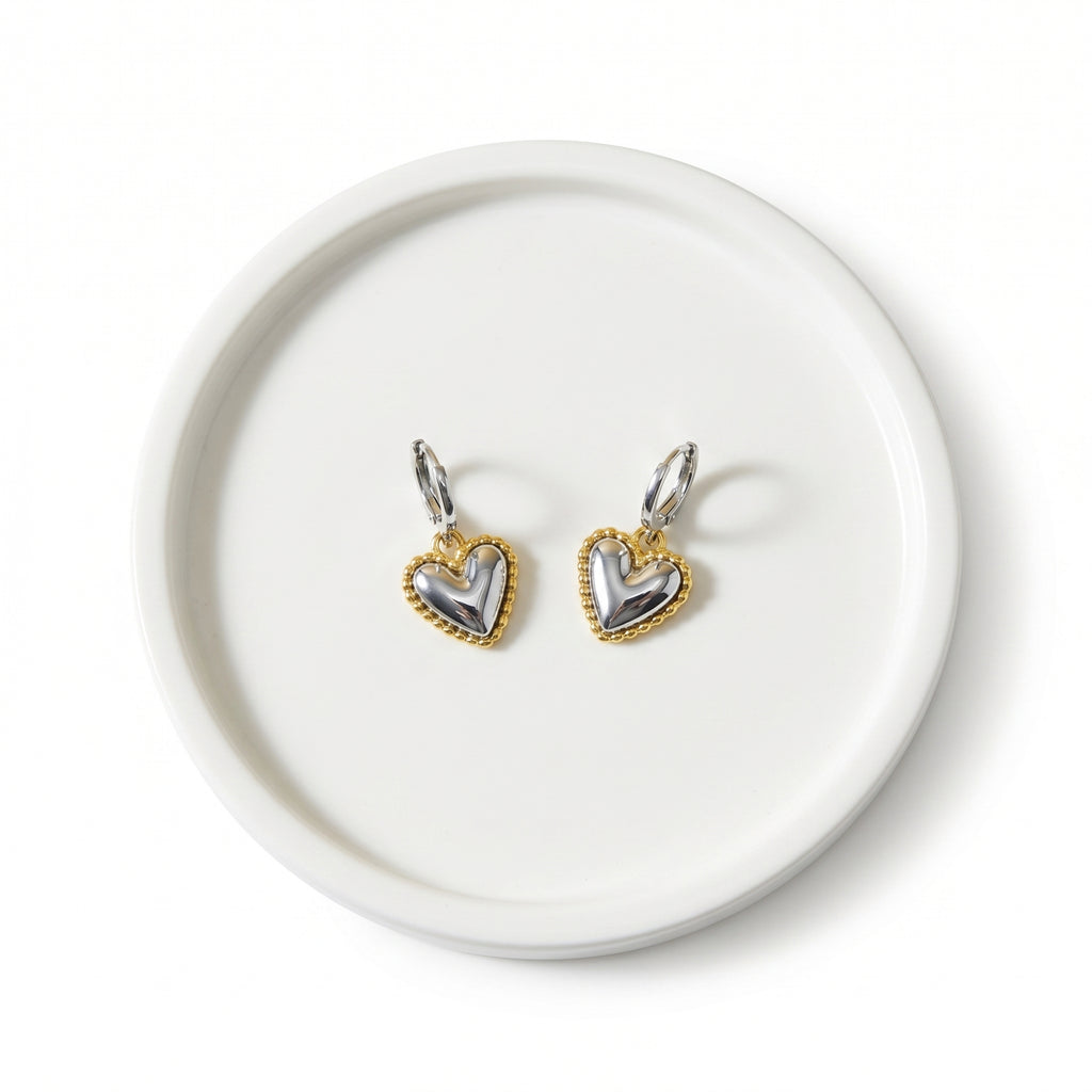 Heart Shaped Romance Gold Earrings