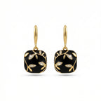 Elegant Gold Leaf Earrings for Women - Black
