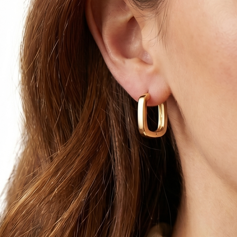 Gold Square Studs