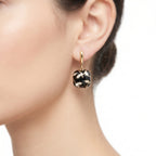 Elegant Gold Leaf Earrings for Women - Black
