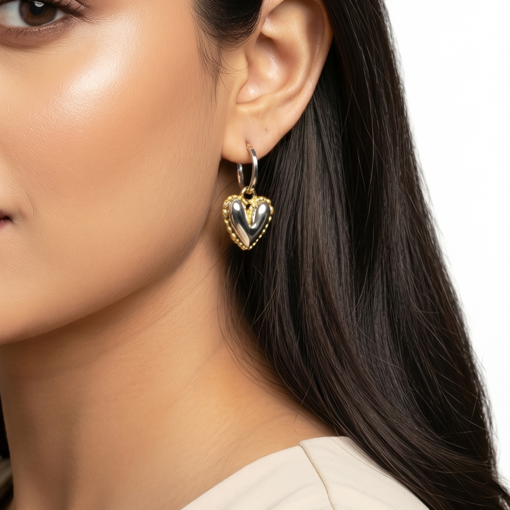 Heart Shaped Romance Gold Earrings