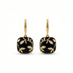 Elegant Gold Leaf Earrings for Women - Black