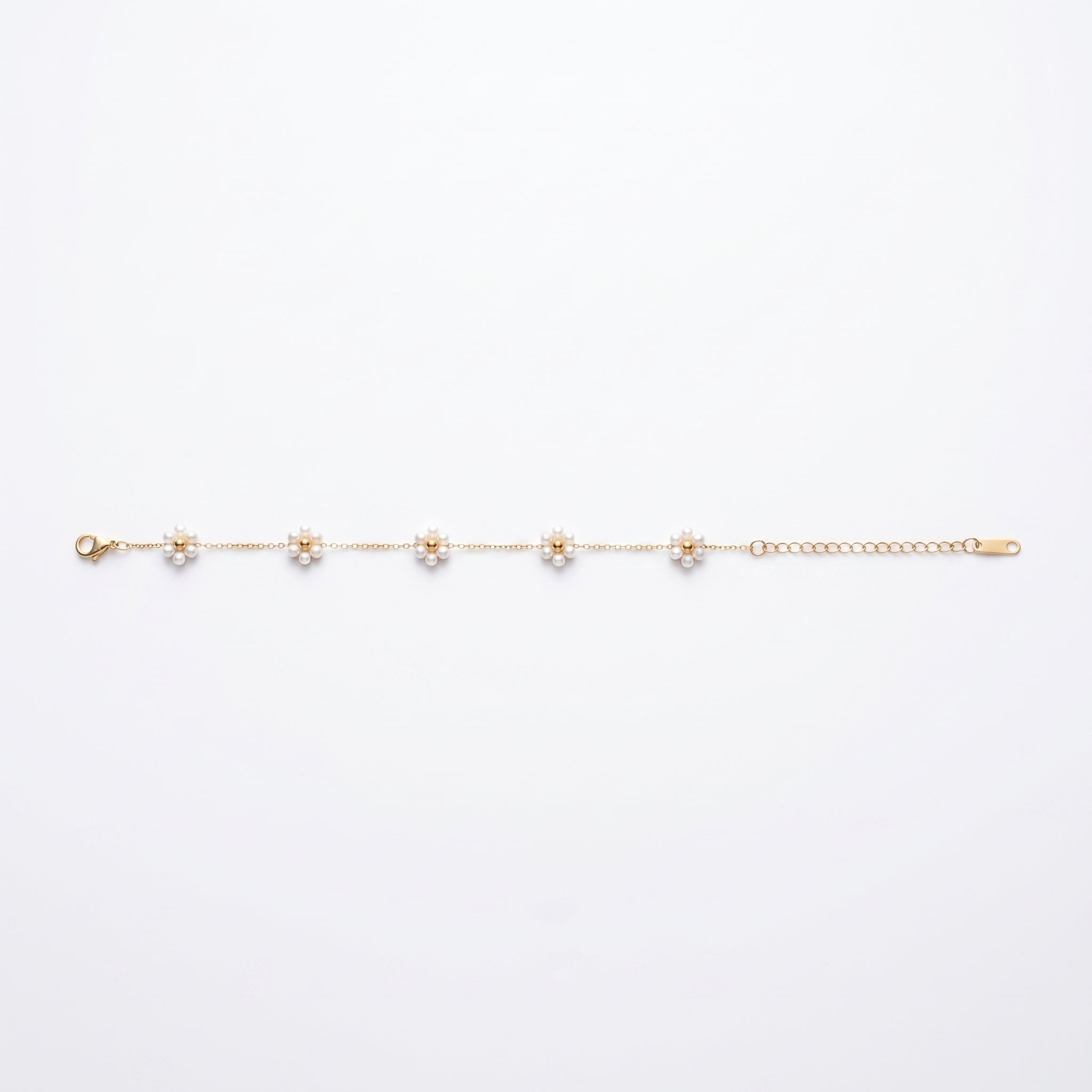 Pearl Daisy Chain Bracelet – Gold-Tone Floral Fashion Jewellery