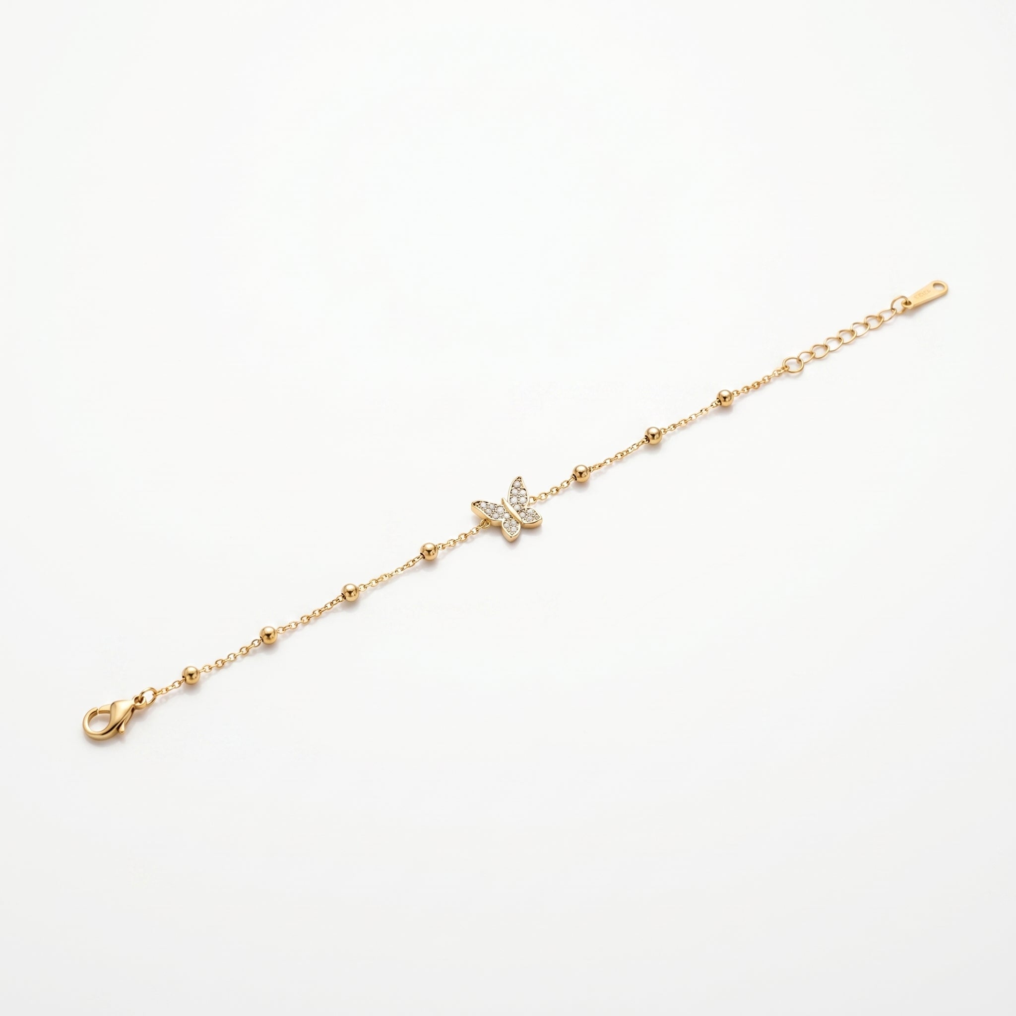 Butterfly CZ Station Bracelet – Dainty Gold Fashion Bracelet