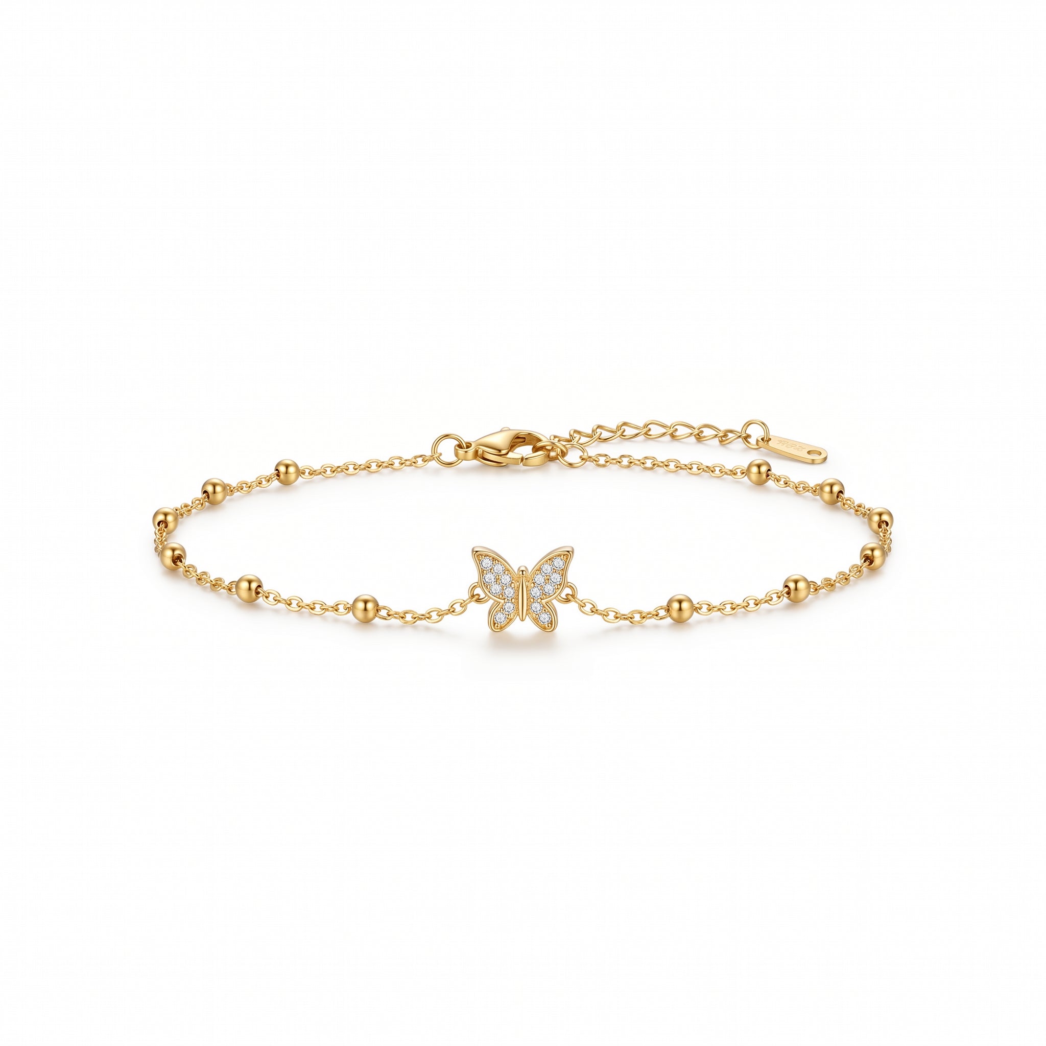 Butterfly CZ Station Bracelet – Dainty Gold Fashion Bracelet