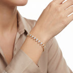Marquise CZ Tennis Bracelet – Gold-Tone Statement Fashion Bracelet