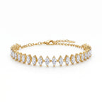 Marquise CZ Tennis Bracelet – Gold-Tone Statement Fashion Bracelet