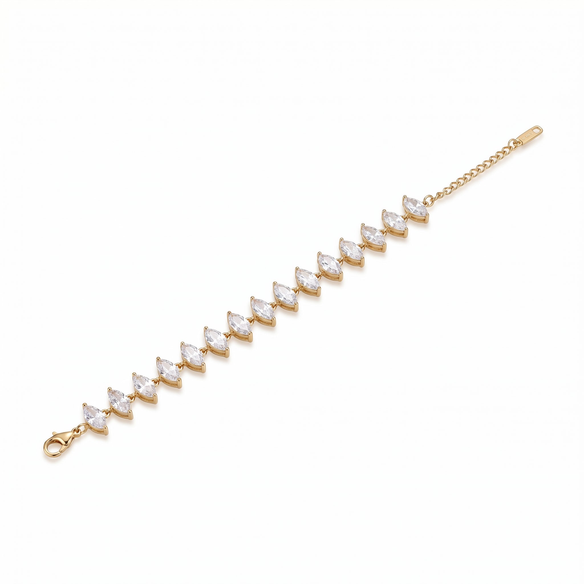 Marquise CZ Tennis Bracelet – Gold-Tone Statement Fashion Bracelet
