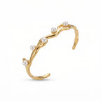 Gold Wavy Pearl Bangle – Sculptural Fashion Jewellery Bracelet