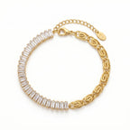 Half Baguette Half Chain Bracelet – Two-Tone Gold Fashion Bracelet