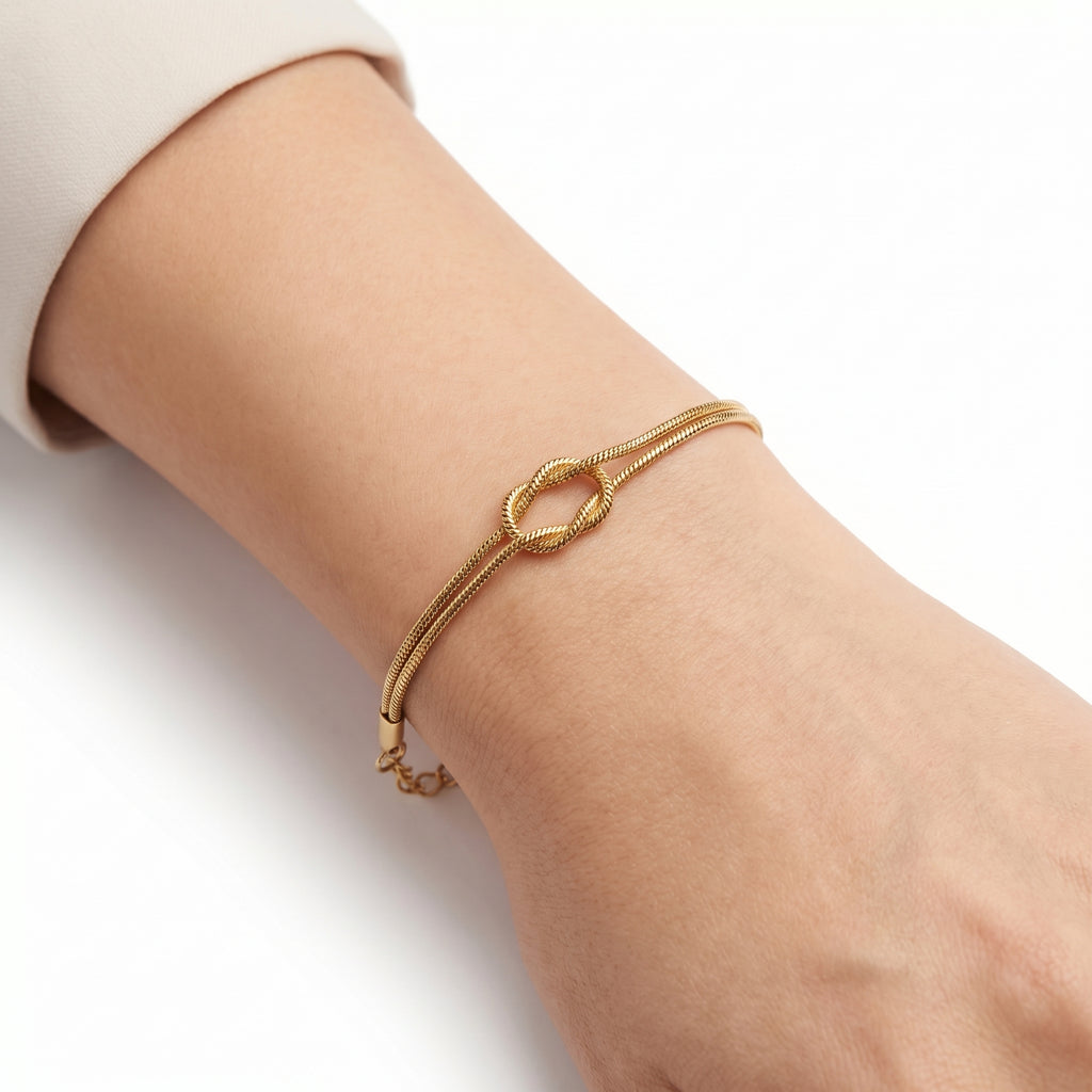 Gold Snake Chain Knot Bracelet – Minimalist Fashion Jewellery