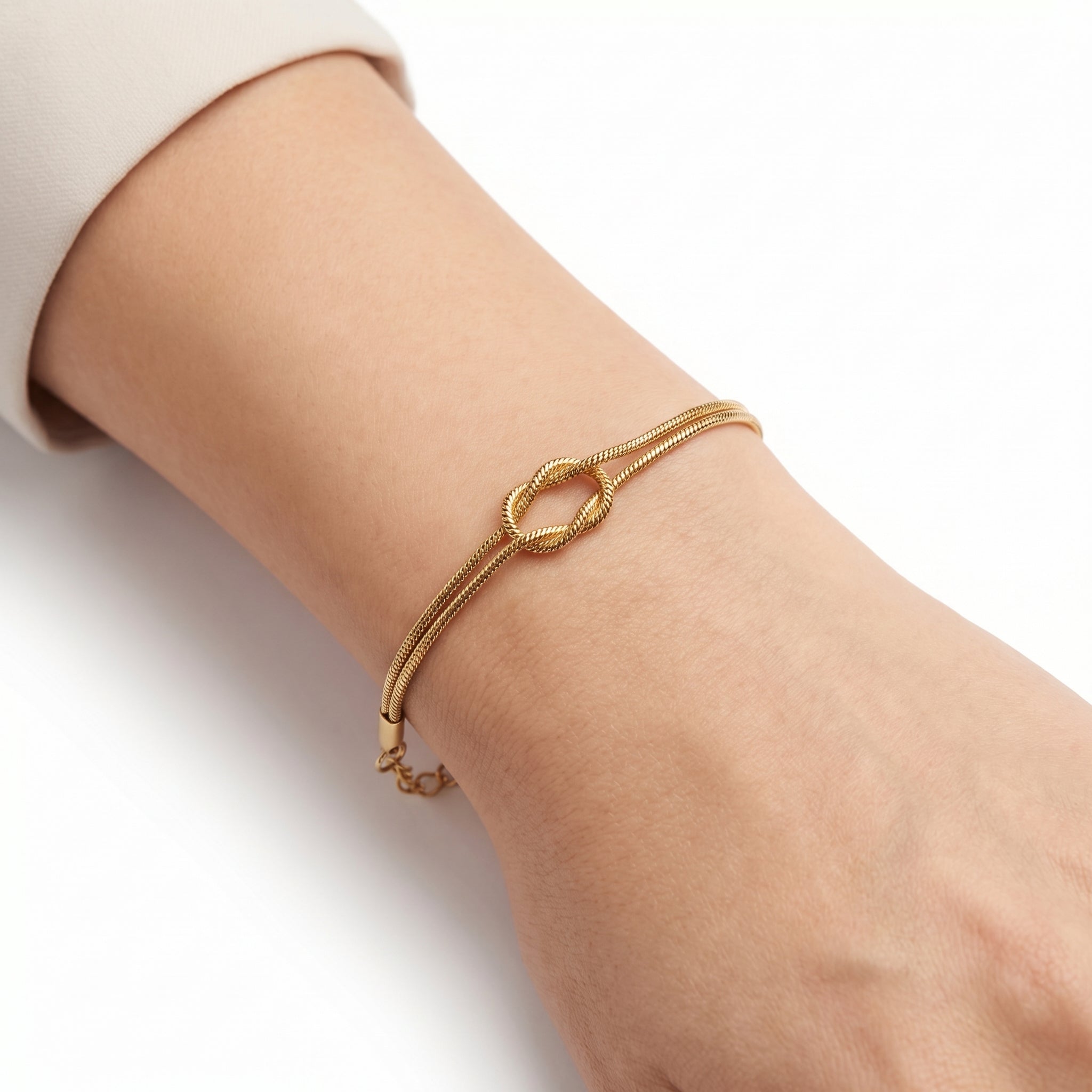 Gold Snake Chain Knot Bracelet – Minimalist Fashion Jewellery