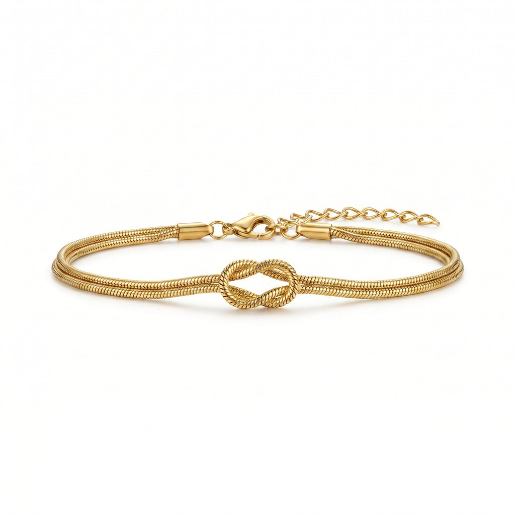 Gold Snake Chain Knot Bracelet – Minimalist Fashion Jewellery