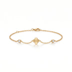 Gold Clover & CZ Station Bracelet – Lucky Charm Fashion Bracelet