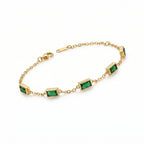 Emerald Green Baguette Station Bracelet – Gold Fashion Jewellery