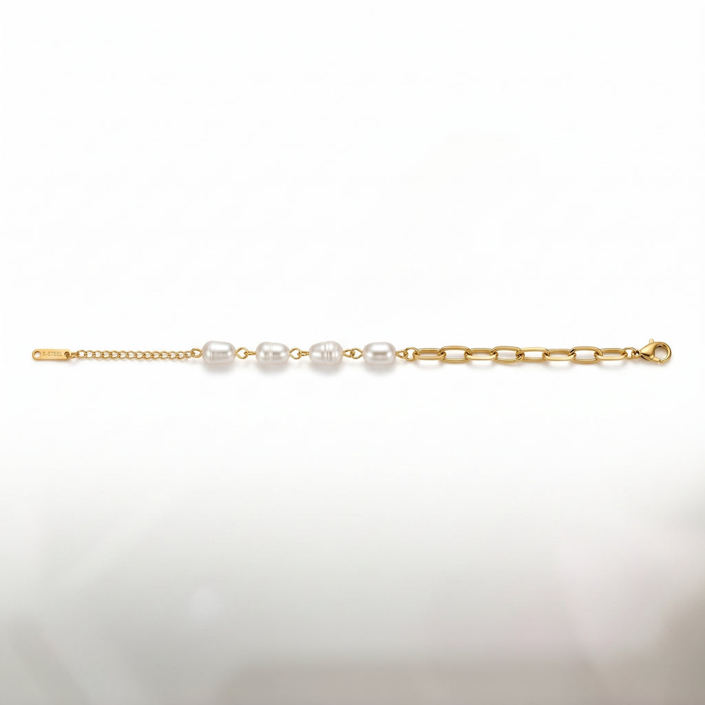 Pearl & Paperclip Chain Half Bracelet – Modern Fashion Jewellery