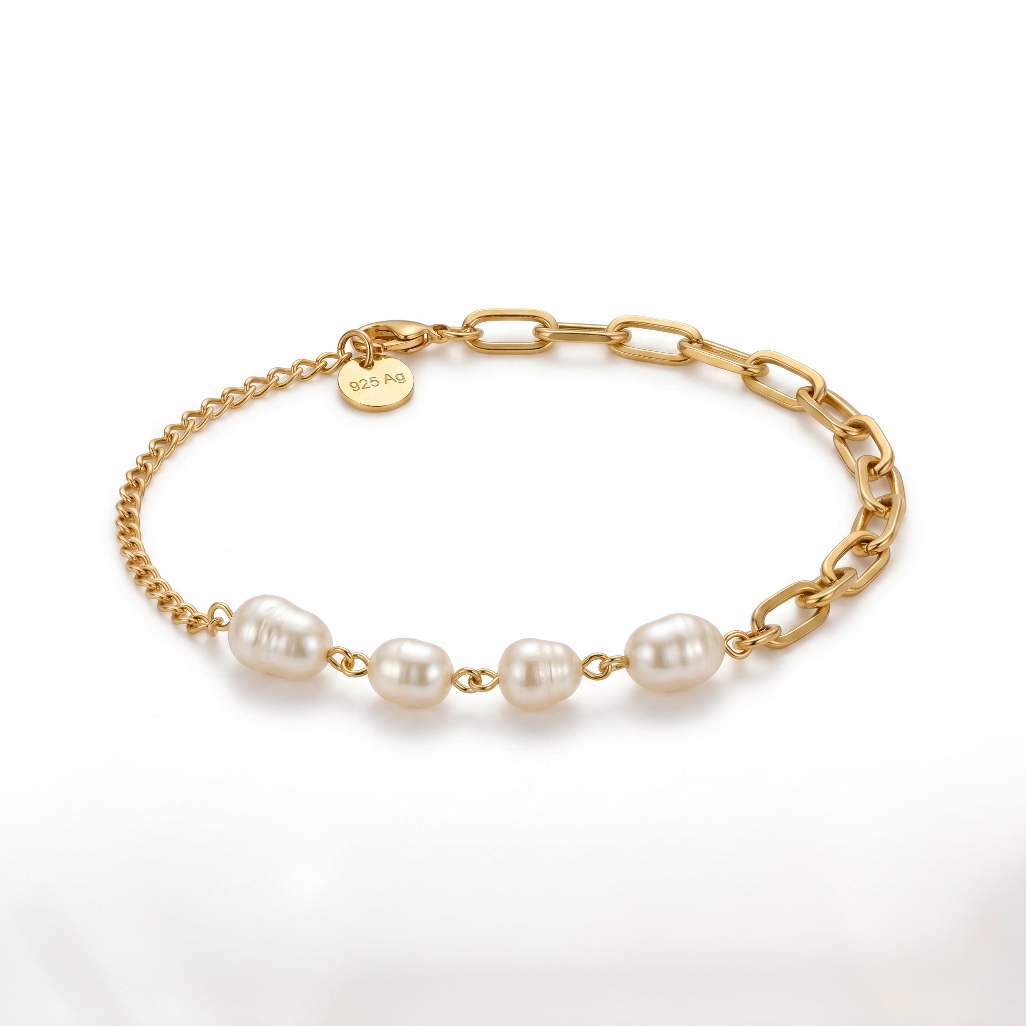 Pearl & Paperclip Chain Half Bracelet – Modern Fashion Jewellery