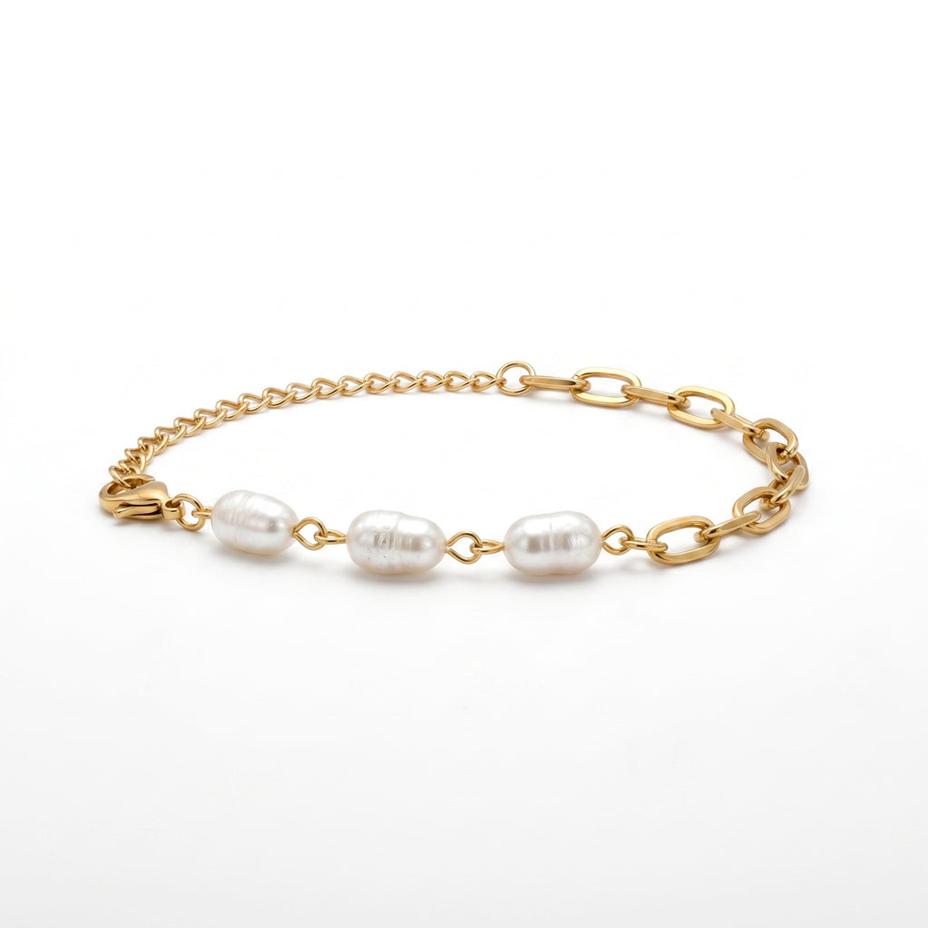 Pearl & Paperclip Chain Half Bracelet – Modern Fashion Jewellery