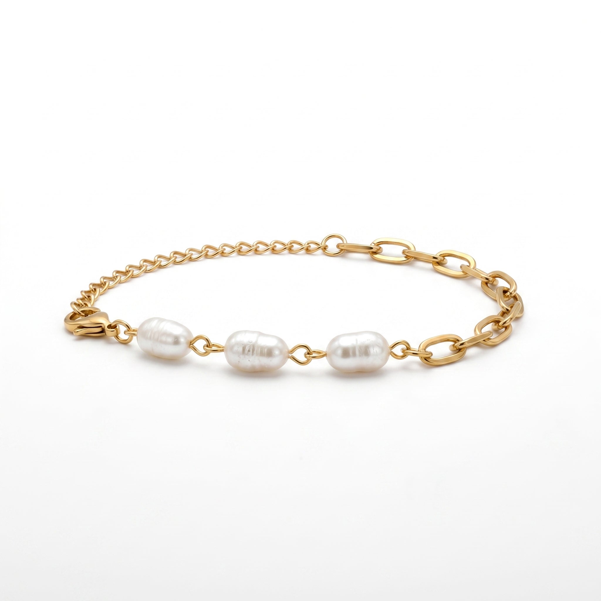 Pearl & Paperclip Chain Half Bracelet – Modern Fashion Jewellery