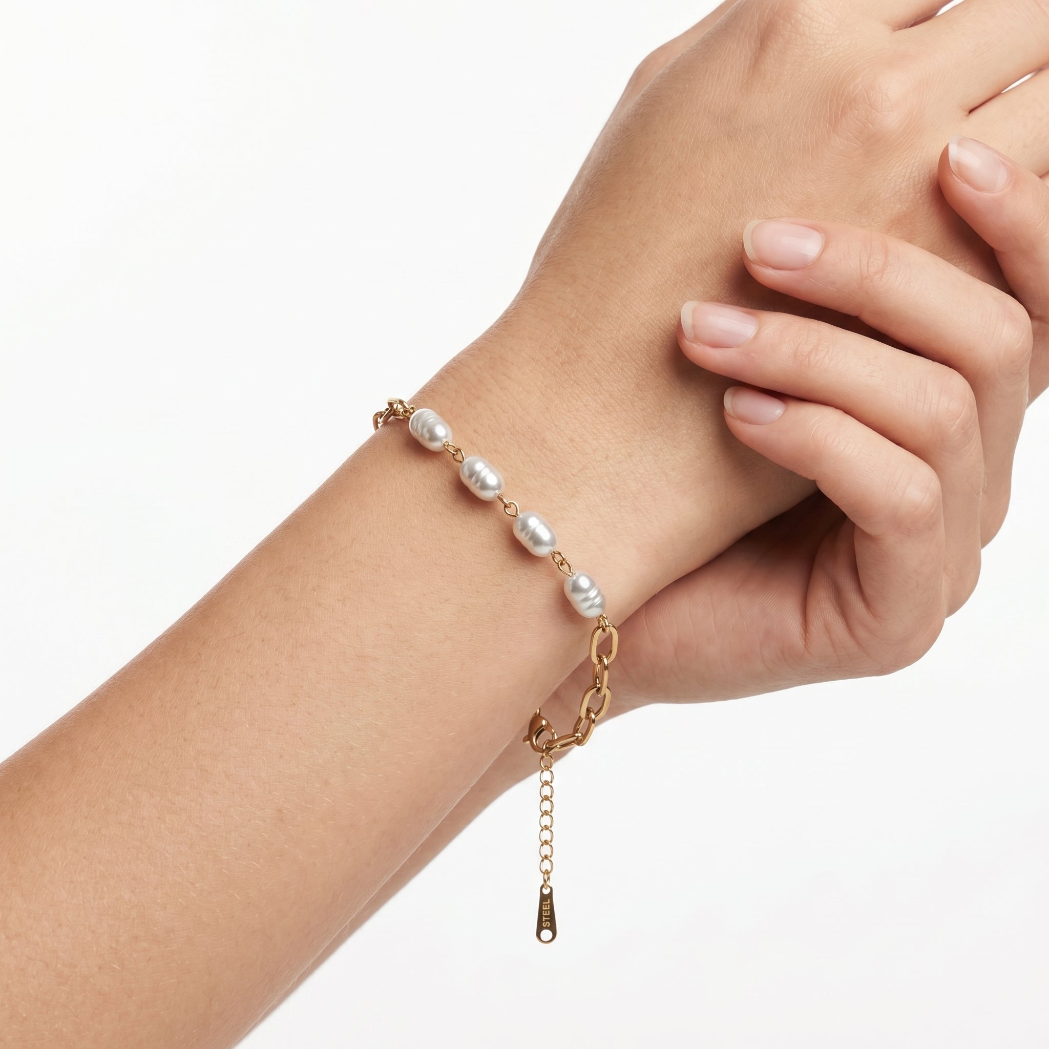 Pearl & Paperclip Chain Half Bracelet – Modern Fashion Jewellery
