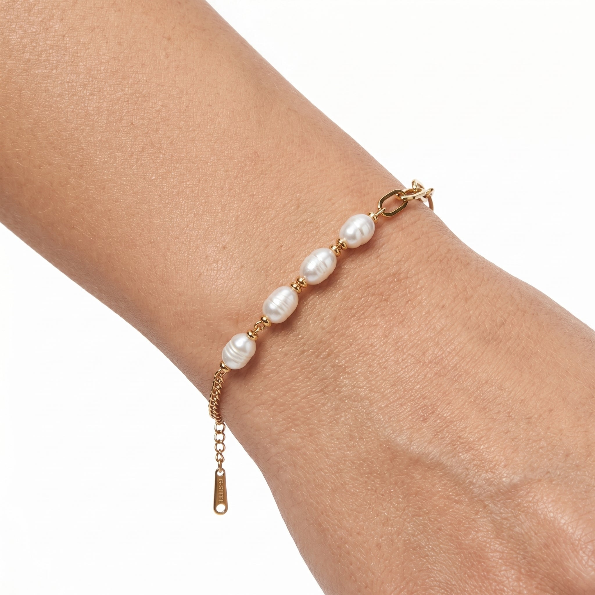 Pearl & Paperclip Chain Half Bracelet – Modern Fashion Jewellery