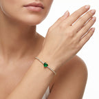 Emerald Heart CZ Bangle – Gold Flexible Fashion Bracelet