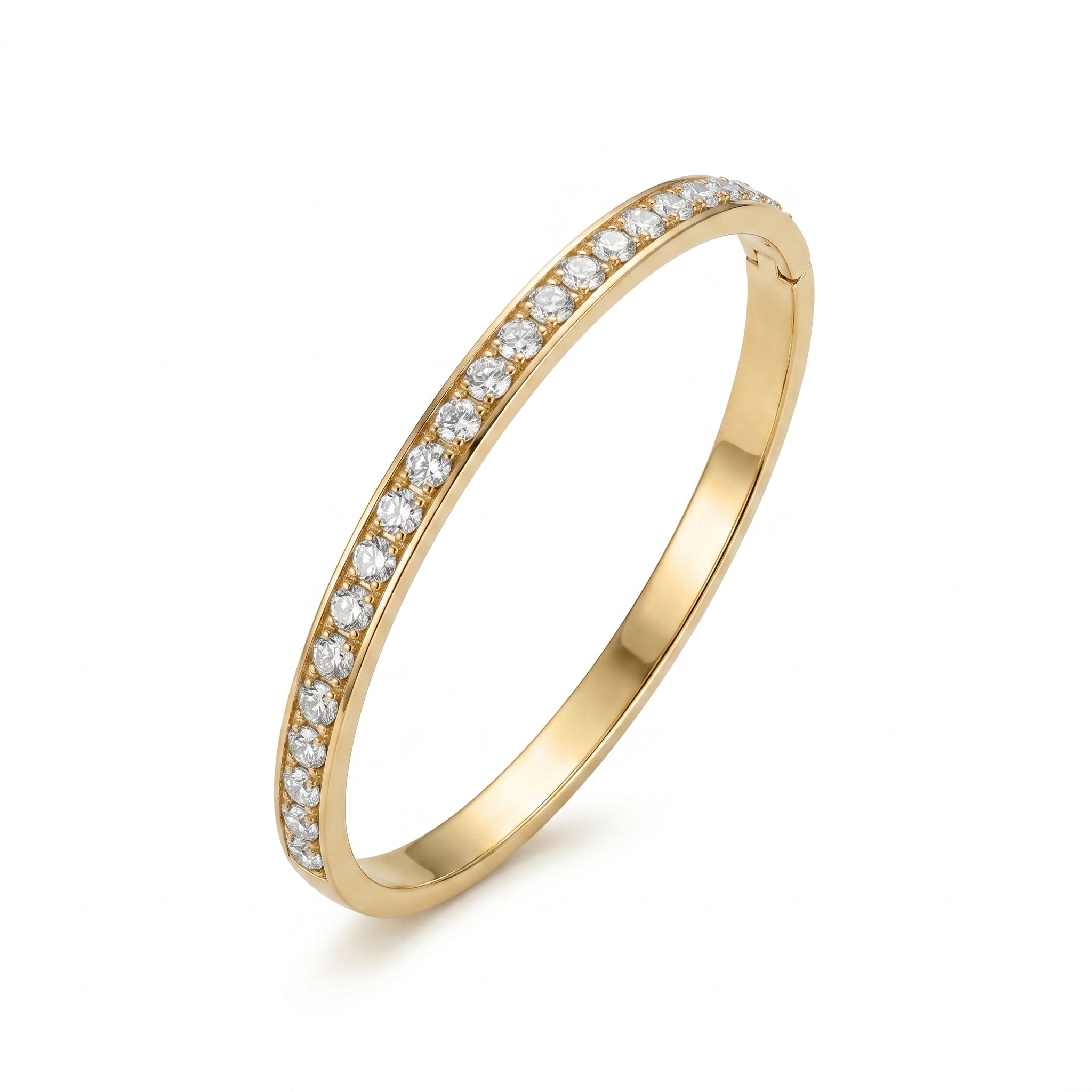 Crystal Pavé Gold Bangle – Slim CZ Fashion Cuff Bracelet