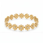 Gold Daisy Flower Bangle – Floral CZ Fashion Jewellery Bracelet