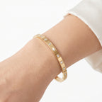 Geometric Square CZ Bangle – Gold Minimalist Fashion Bracelet