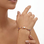Tulip Bracelet with Multicolour Gemstones, Pink, Purple & Clear Oval Marquise Crystals