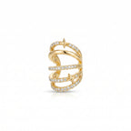 Triple Band CZ Star Earrcuff – Gold Open Fashion Statement Earrcuff