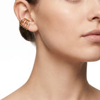 Triple Band CZ Star Earrcuff – Gold Open Fashion Statement Earrcuff