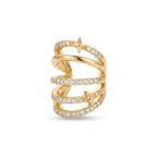 Triple Band CZ Star Earrcuff – Gold Open Fashion Statement Earrcuff