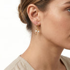 Heart Key & Pearl Charm Huggie Earrings – Gold Fashion Jewellery
