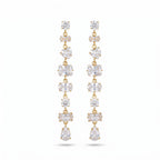 Multi-Shape CZ Long Drop Earrings – Gold Bridal Fashion Earrings