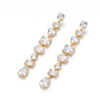 Multi-Shape CZ Long Drop Earrings – Gold Bridal Fashion Earrings