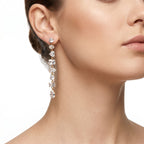 Multi-Shape CZ Long Drop Earrings – Gold Bridal Fashion Earrings