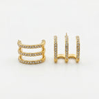 Triple Row CZ Ear Cuff Earrings – Gold Pavé Fashion Jewellery