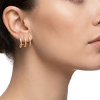 Triple Row CZ Ear Cuff Earrings – Gold Pavé Fashion Jewellery