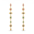 Multicolour Chakra Long Drop Earrings – Boho Gold Fashion Earrings