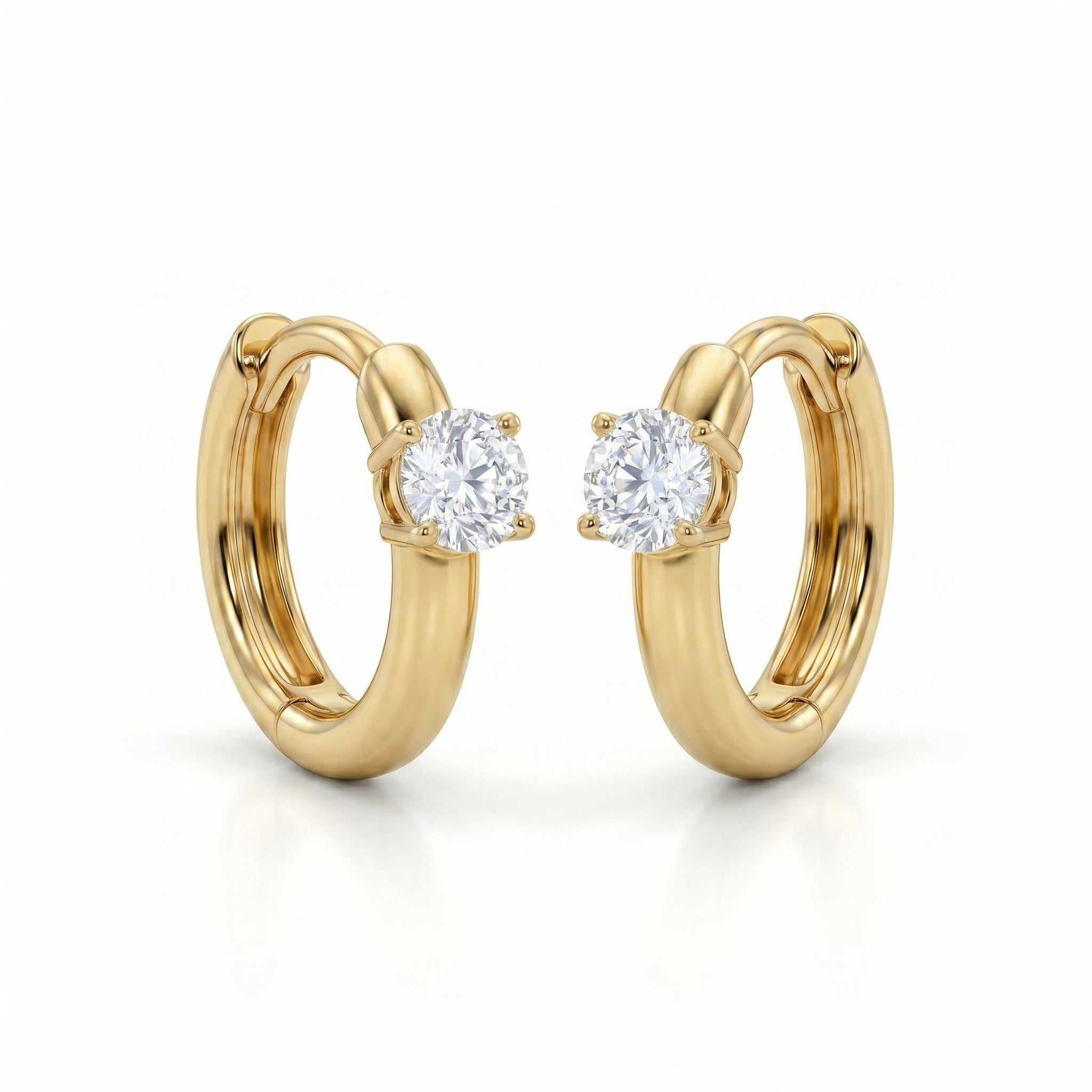 Pear CZ Huggie Solitaire Earrings – Gold Fashion Earrings