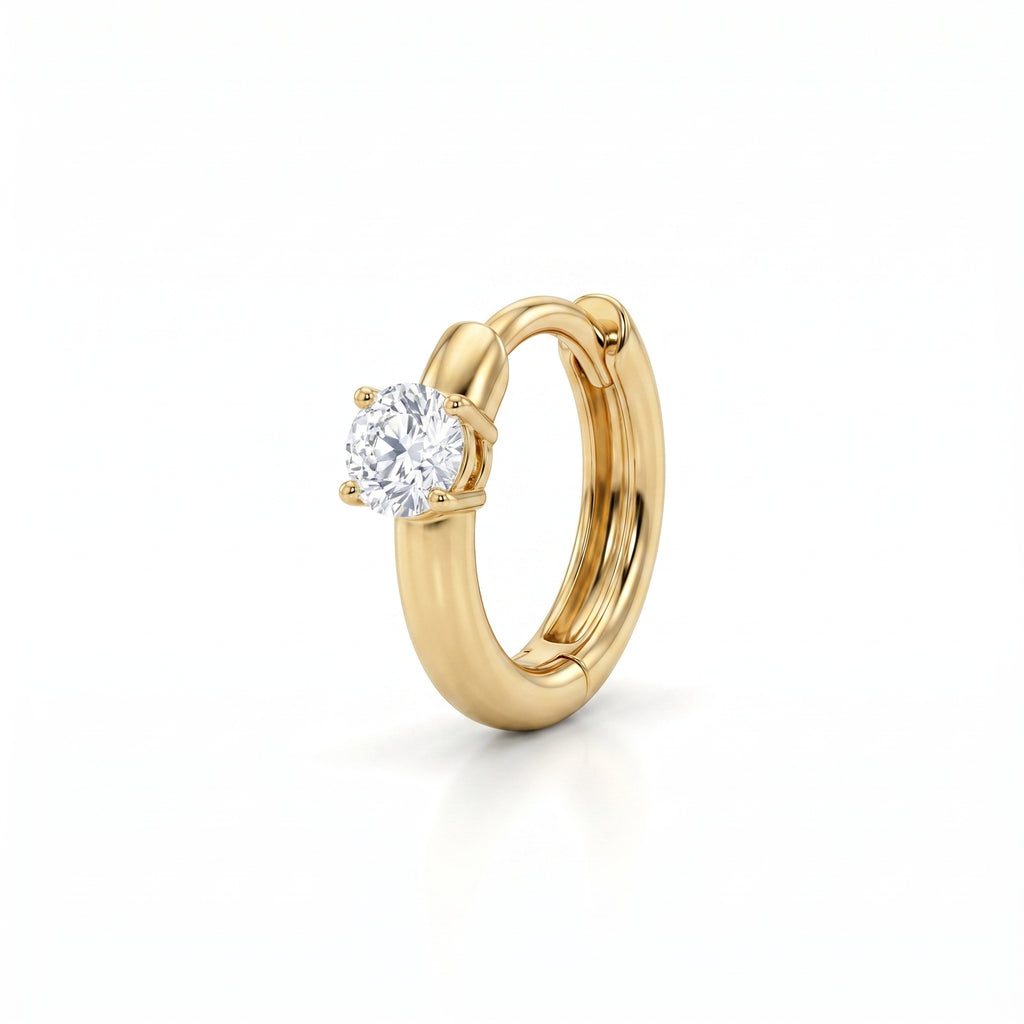 Pear CZ Huggie Solitaire Earrings – Gold Fashion Earrings
