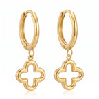 Gold Clover Charm Huggie Earrings – Dainty Fashion Drop Earrings