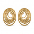 Gold Swirl Spiral Stud Earrings – Chunky Statement Fashion Earrings