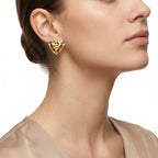 Molten Heart Stud Earrings – Gold Chunky Fashion Jewellery