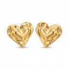 Molten Heart Stud Earrings – Gold Chunky Fashion Jewellery