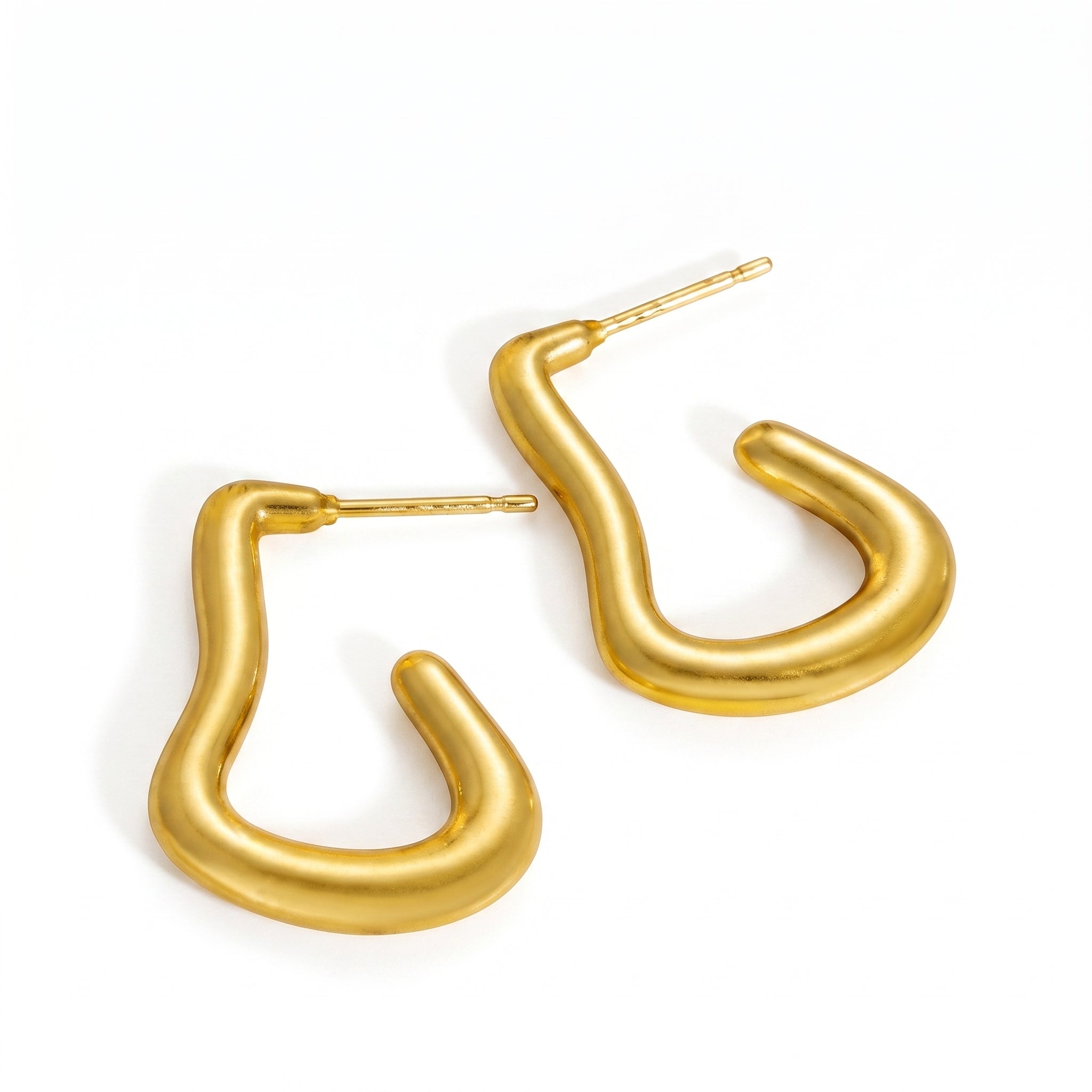 Asymmetric Teardrop Hoop Earring – Gold Fluid Fashion Jewellery