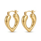 Chunky Heart Hoop Earrings – Gold Puffy Statement Fashion Earrings