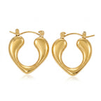 Chunky Heart Hoop Earrings – Gold Puffy Statement Fashion Earrings