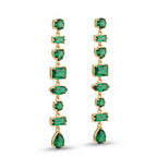 Emerald Green Multi-Shape Long Drop Earrings – Gold Statement Fashion Earrings